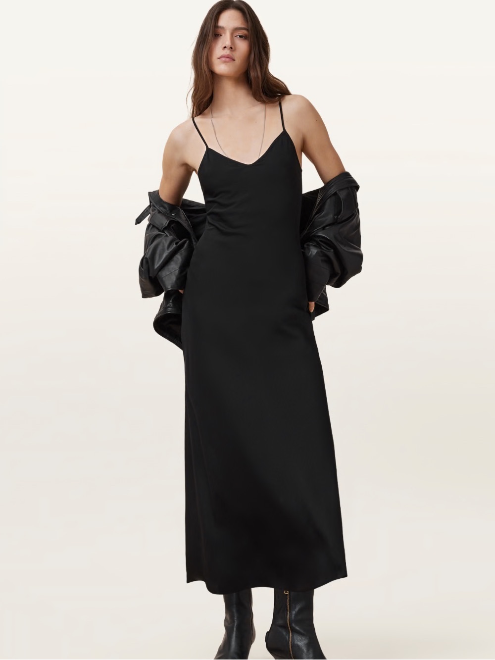 NWT ALL SAINTS Black Bryony Midi
Slip Dress